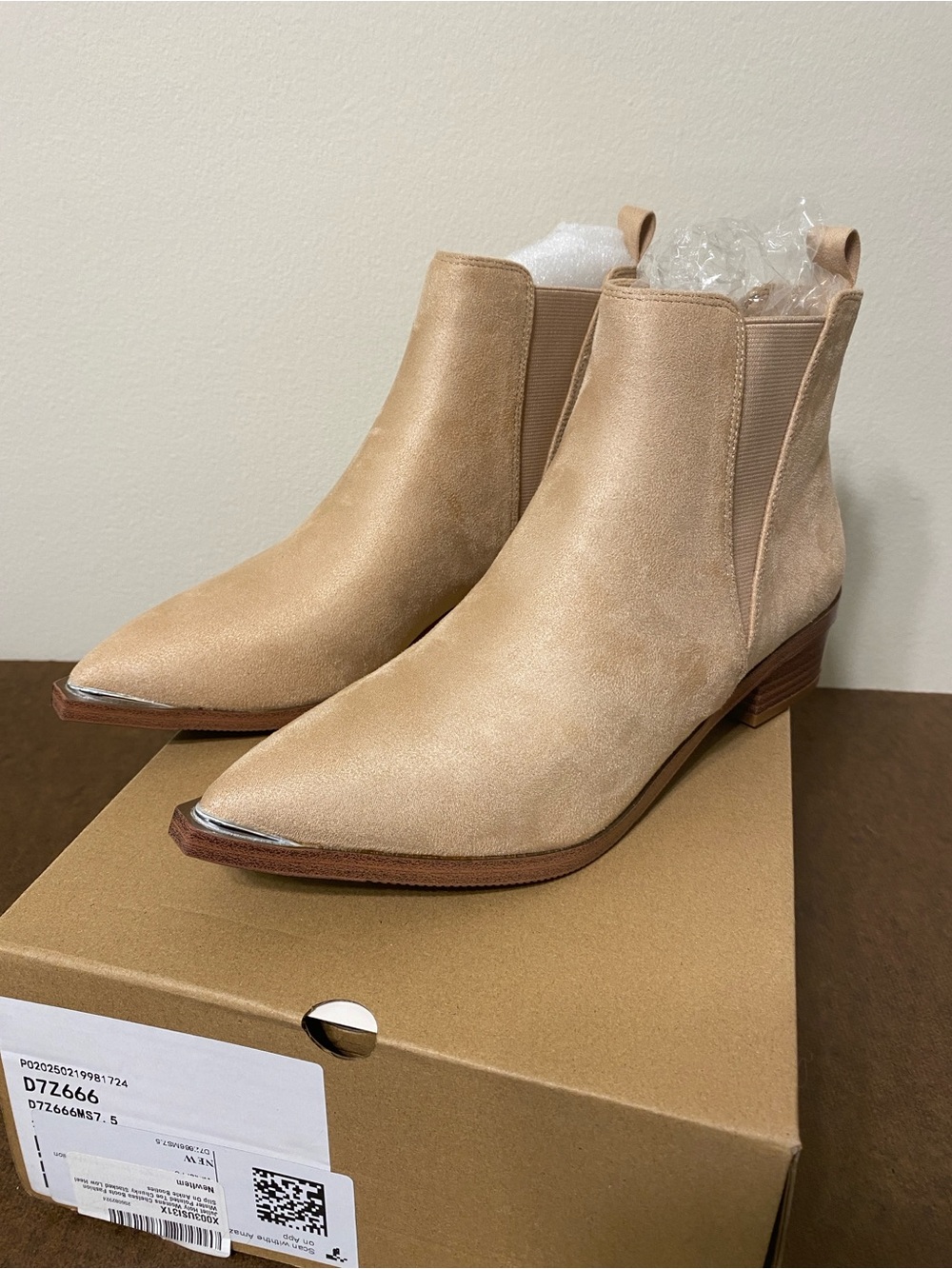 Neutral Beige Pointed Chelsea Ankle Boots